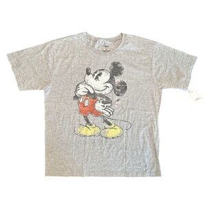 Men’s gray simple classic Mickey Mouse graphic VTG look distressed resort NWT XL